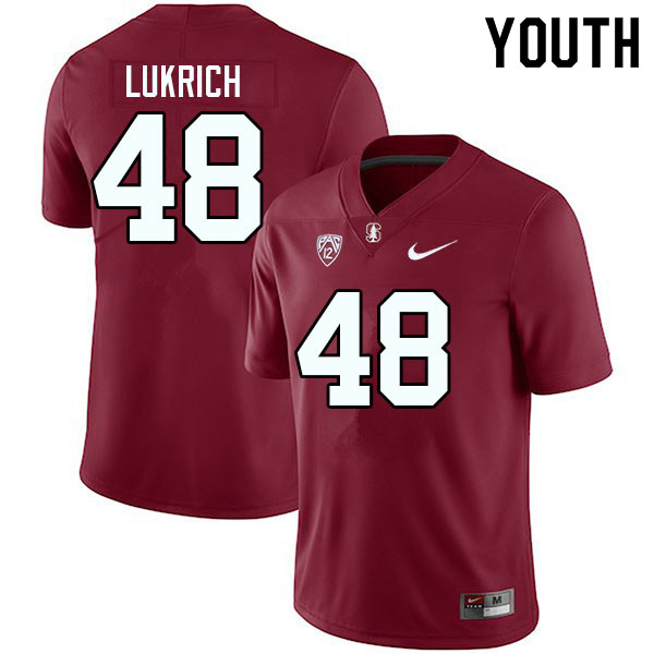 Youth #48 Coco Lukrich Stanford Cardinal College Football Jerseys Sale-Cardinal - Click Image to Close